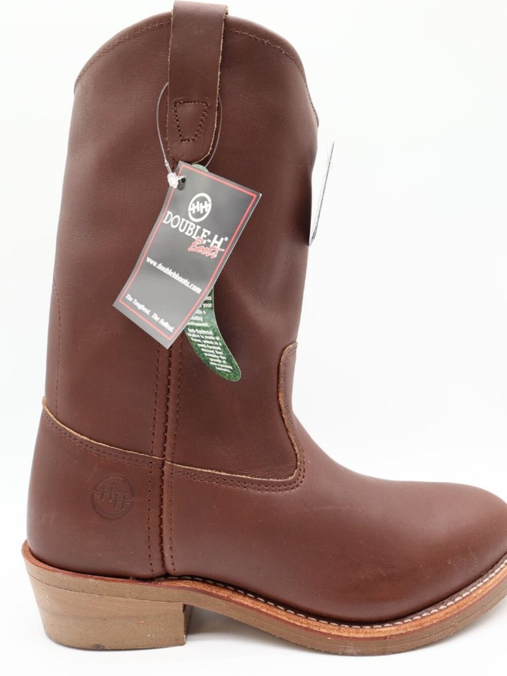 Double-H Boots Mens 8.5 E USA Brown Leather Ranch Wellington Work Boots NIB 2555